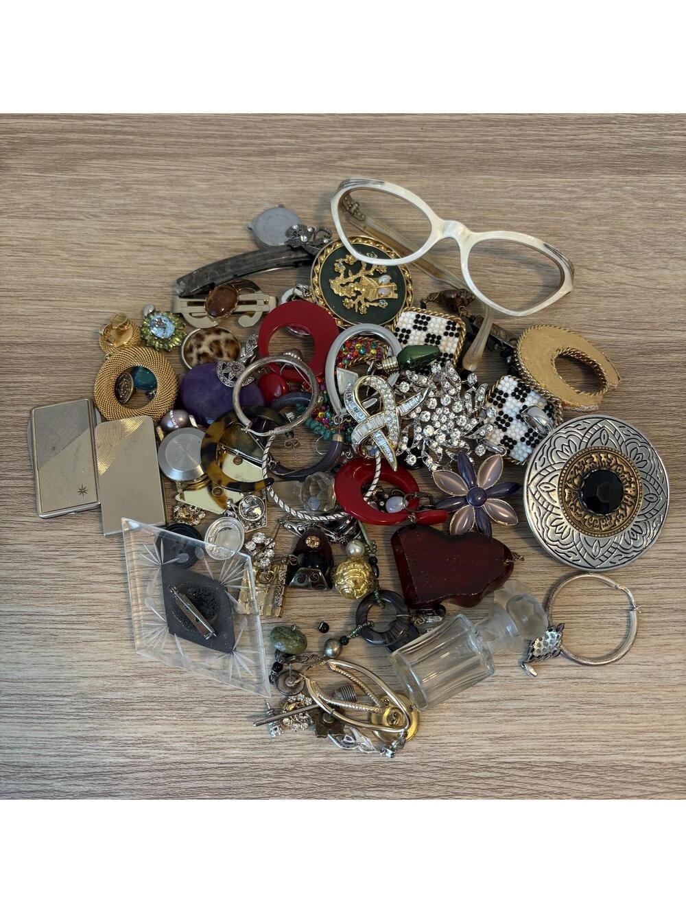 Vintage Craft Jewelry Lot of 50+ Pieces Rhinestone Earrings Repurpose Mixed